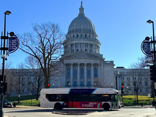 City of Madison Capitol Building with a bus in front