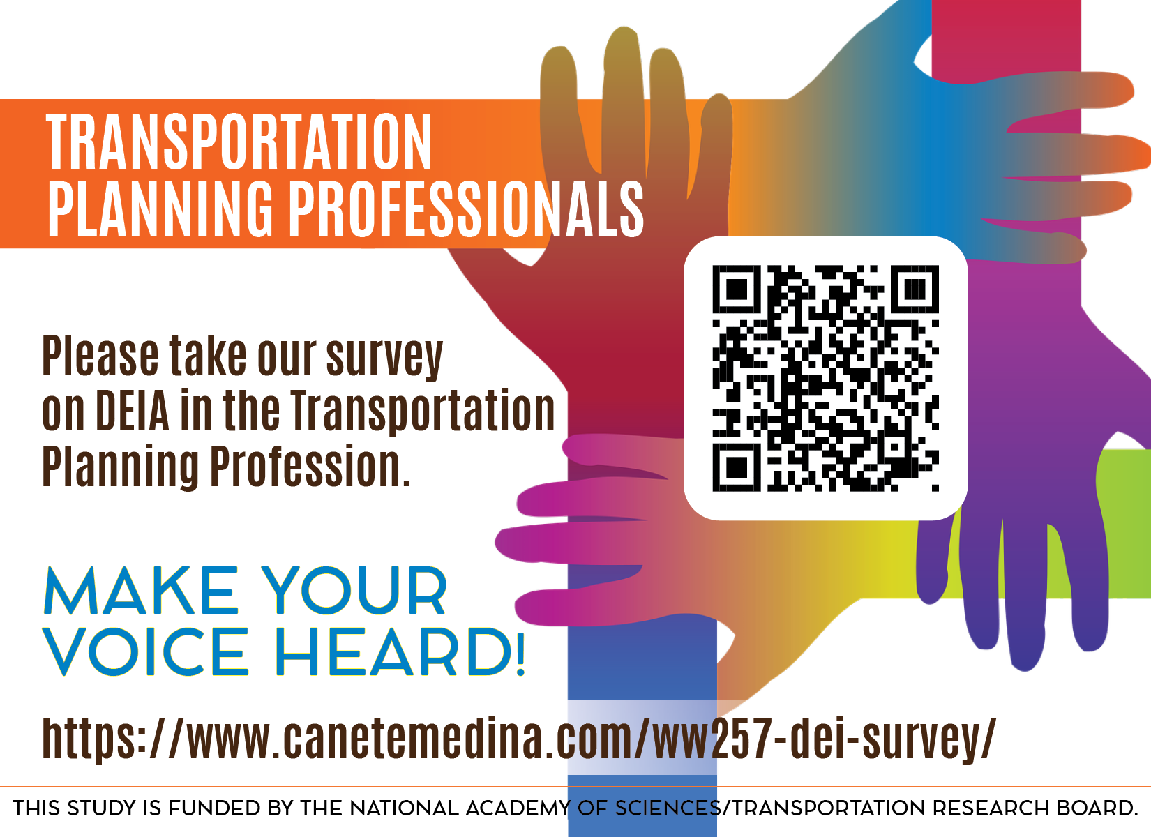 DEI Newsletter graphic with hands and QR code